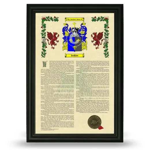 Junkins Armorial History Framed - Black