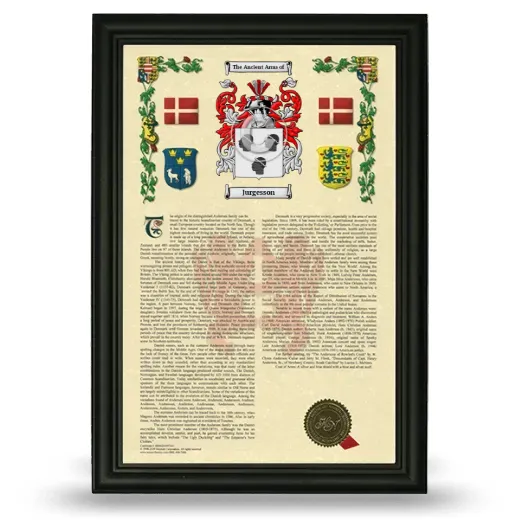 Jurgesson Armorial History Framed - Black