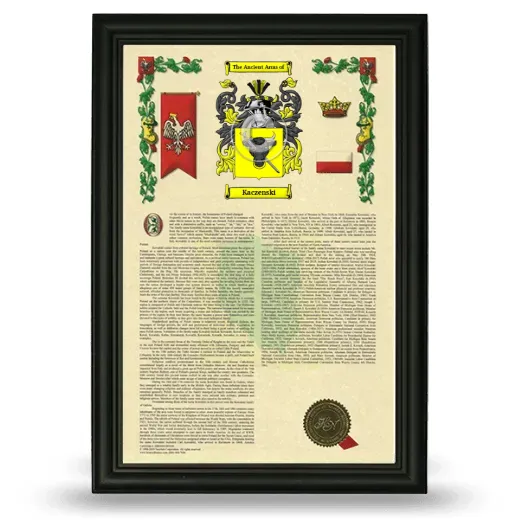 Kaczenski Armorial History Framed - Black