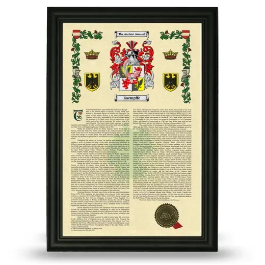 Kaempffe Armorial History Framed - Black