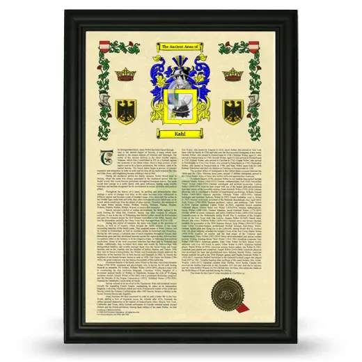Kahl Armorial History Framed - Black