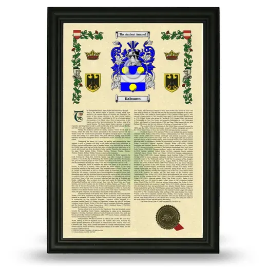 Kalmann Armorial History Framed - Black