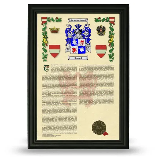 Kappel Armorial History Framed - Black