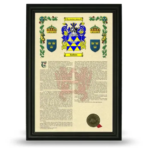 Karlson Armorial History Framed - Black