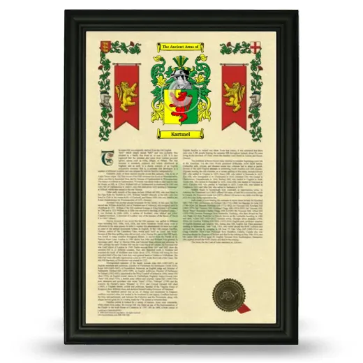 Kartmel Armorial History Framed - Black