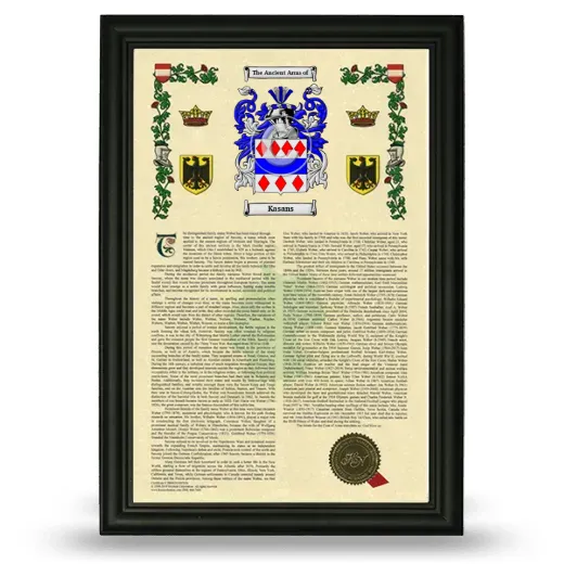 Kasans Armorial History Framed - Black