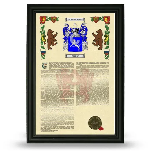 Kaspar Armorial History Framed - Black