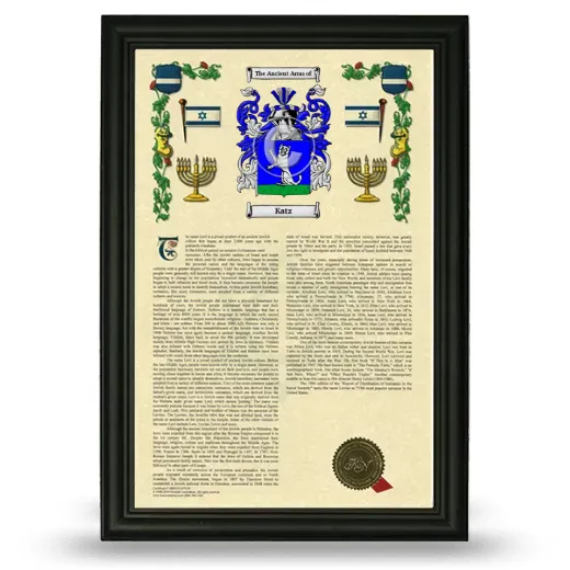 Katz Armorial History Framed - Black