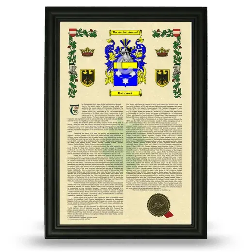 Katzbeck Armorial History Framed - Black