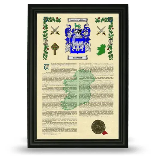 Keaveney Armorial History Framed - Black