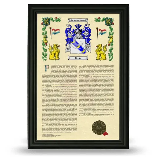 Kecke Armorial History Framed - Black
