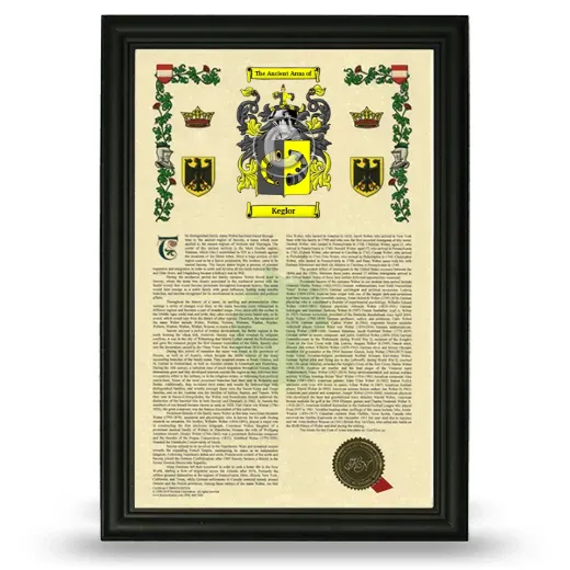 Keglor Armorial History Framed - Black