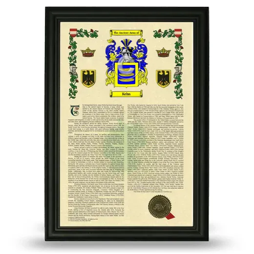 Kehn Armorial History Framed - Black