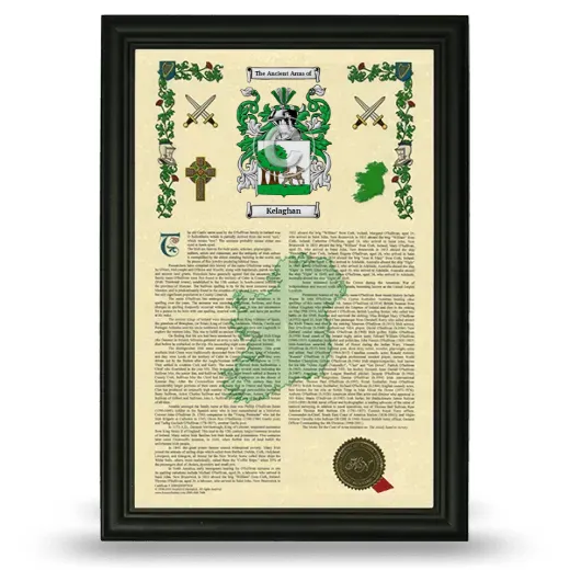 Kelaghan Armorial History Framed - Black
