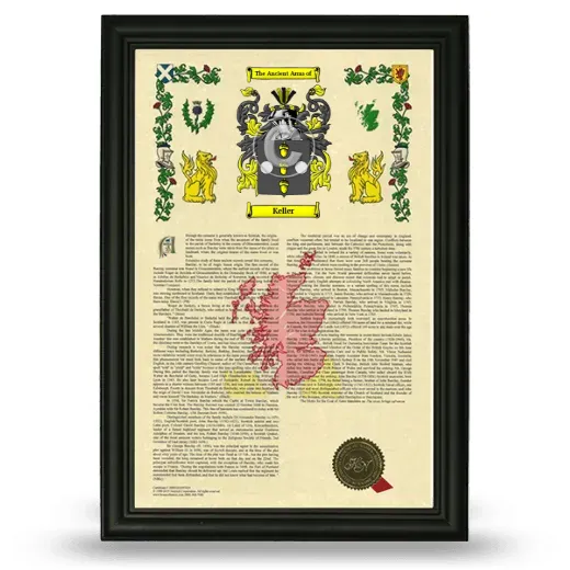 Keller Armorial History Framed - Black