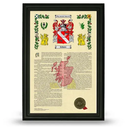 Kelmen Armorial History Framed - Black