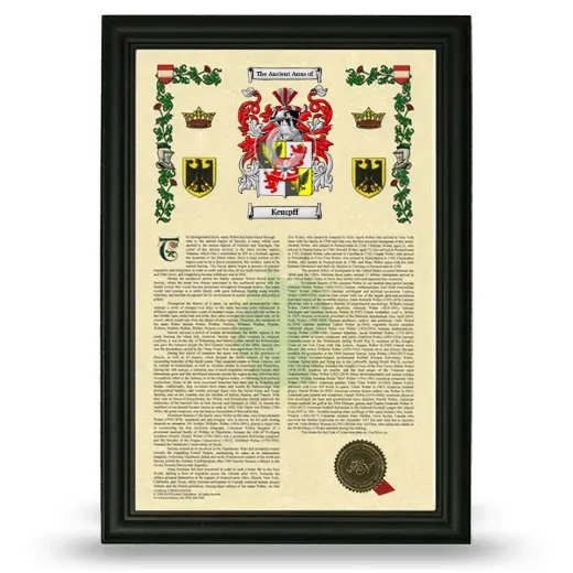 Kempff Armorial History Framed - Black