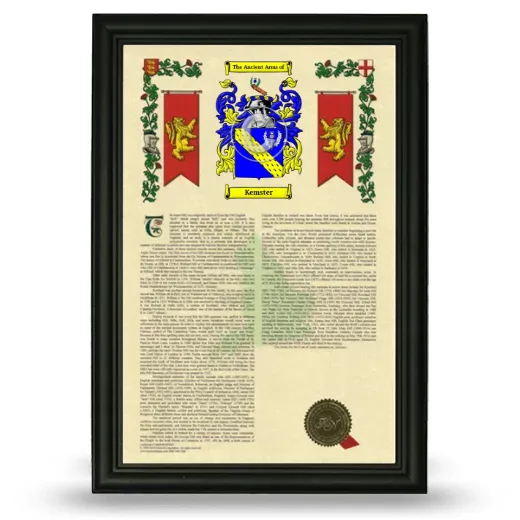 Kemster Armorial History Framed - Black