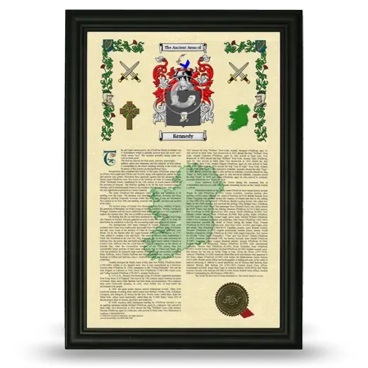 Kennedy Armorial History Framed - Black