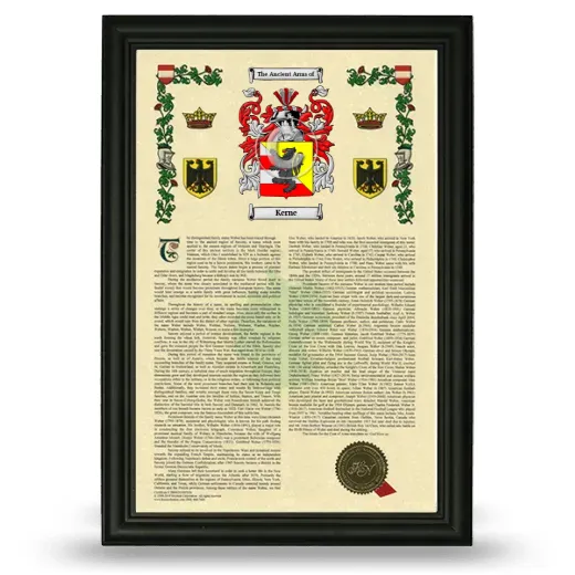 Kerne Armorial History Framed - Black