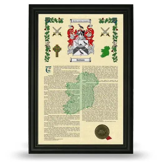 Kerwan Armorial History Framed - Black