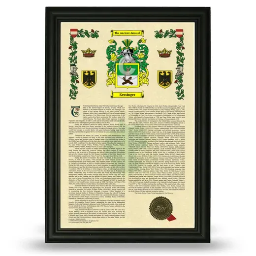 Kessinger Armorial History Framed - Black