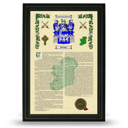 Keveney Armorial History Framed - Black