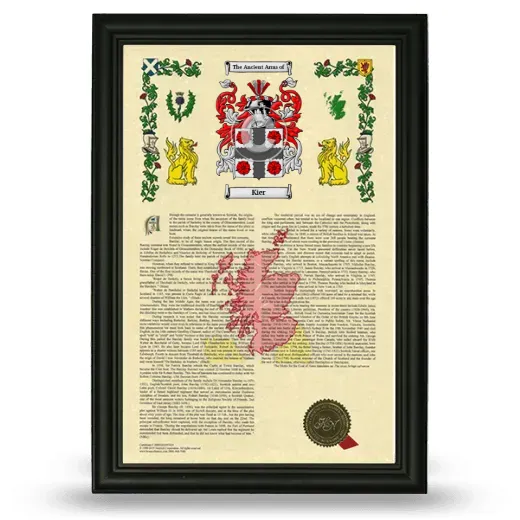 Kier Armorial History Framed - Black