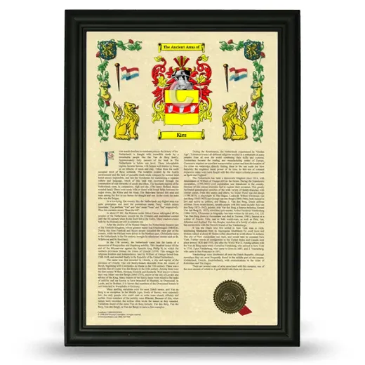 Kies Armorial History Framed - Black