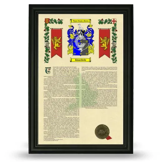 Kinardesly Armorial History Framed - Black