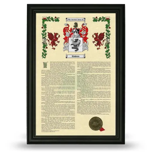 Kinison Armorial History Framed - Black