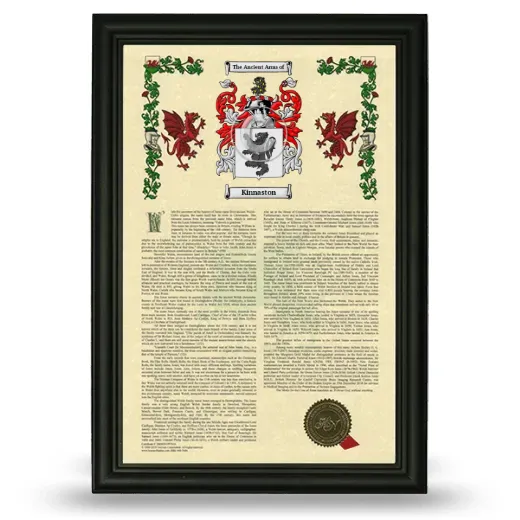 Kinnaston Armorial History Framed - Black