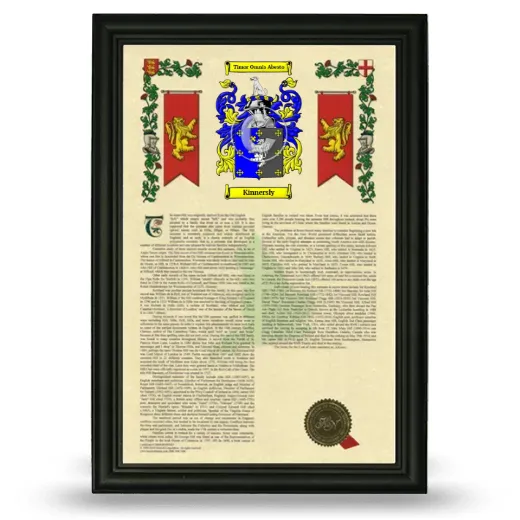 Kinnersly Armorial History Framed - Black