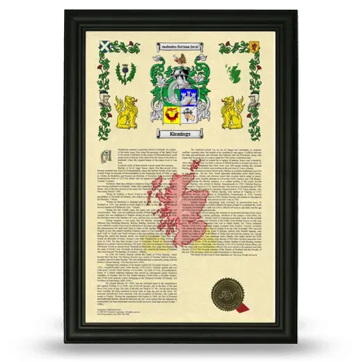 Kinnings Armorial History Framed - Black