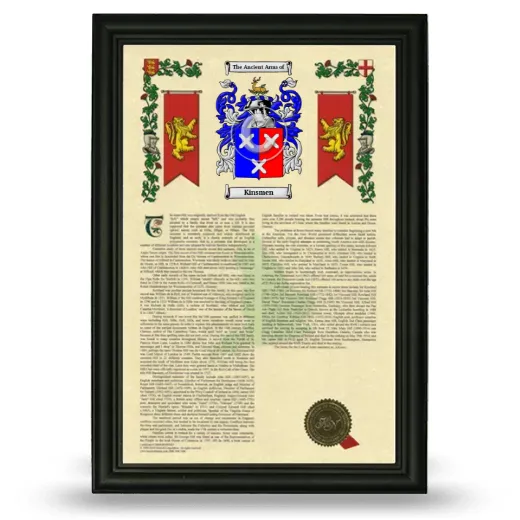 Kinsmen Armorial History Framed - Black