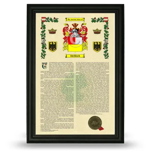 Kirchbach Armorial History Framed - Black