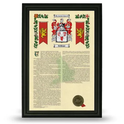 Kirkhope Armorial History Framed - Black