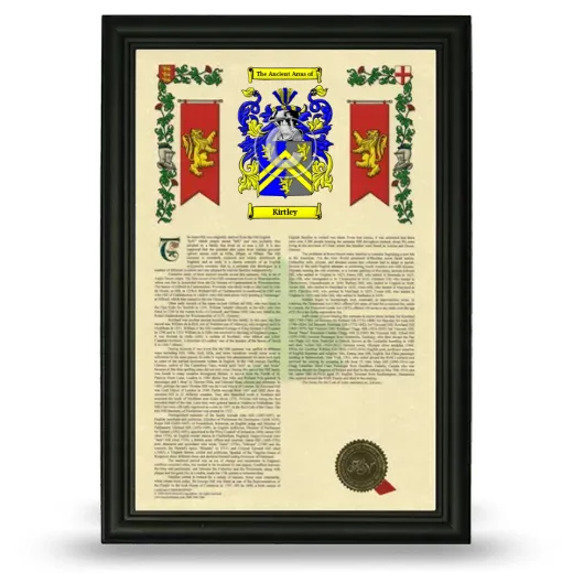 Kirtley Armorial History Framed - Black