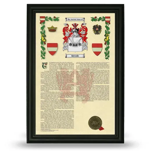 Kitterle Armorial History Framed - Black