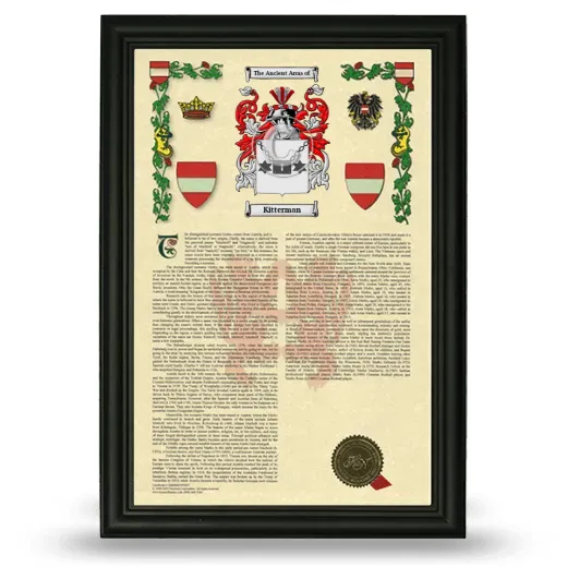 Kitterman Armorial History Framed - Black