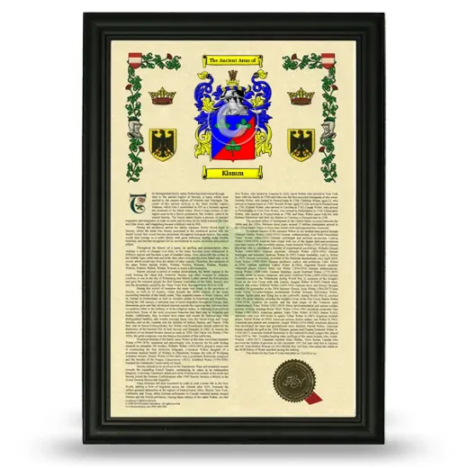 Klamm Armorial History Framed - Black