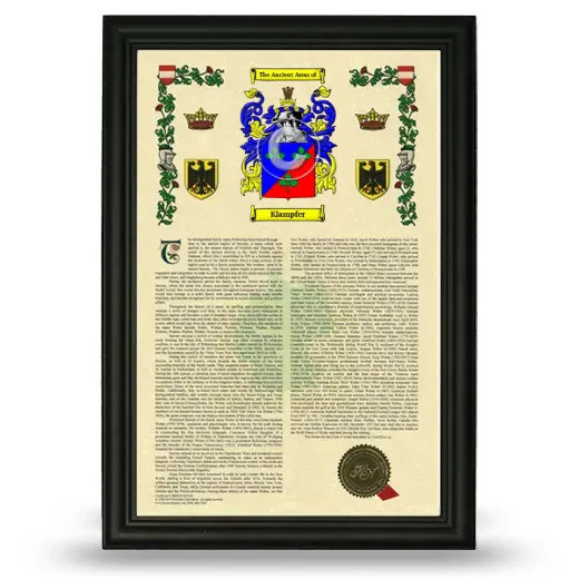 Klampfer Armorial History Framed - Black