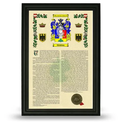 Kleinburg Armorial History Framed - Black