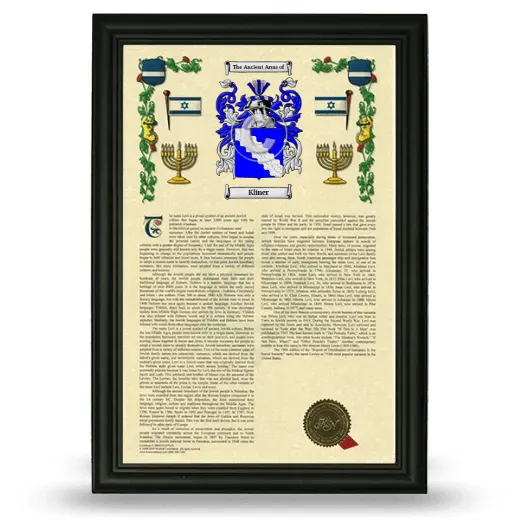 Kliner Armorial History Framed - Black