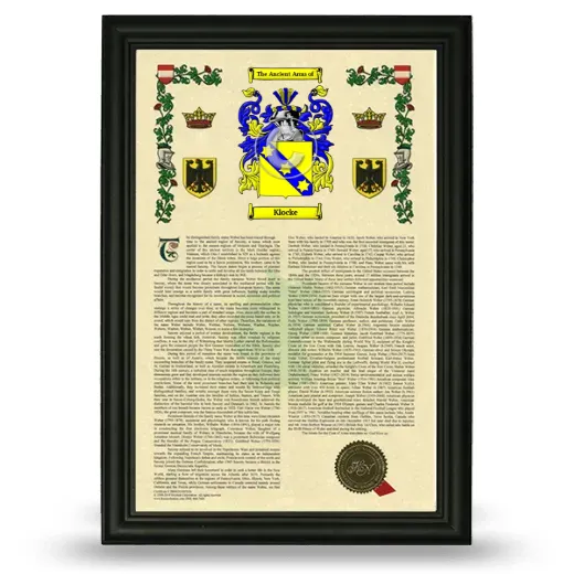 Klocke Armorial History Framed - Black