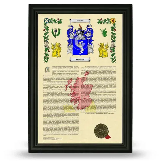Kneland Armorial History Framed - Black