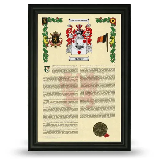 Knepper Armorial History Framed - Black