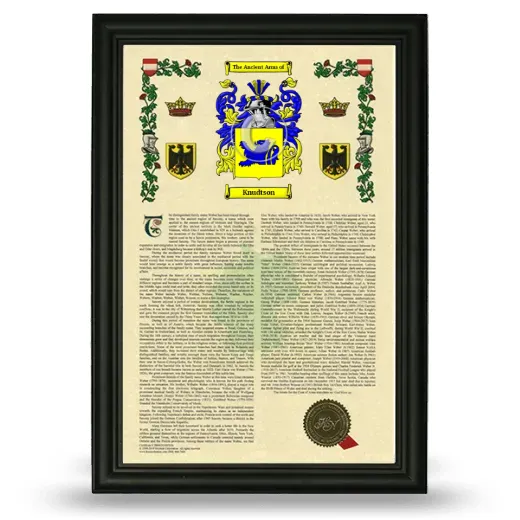 Knudtson Armorial History Framed - Black