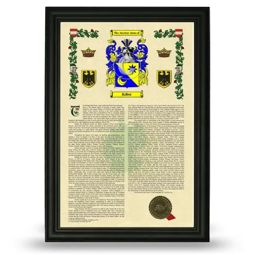 Kober Armorial History Framed - Black