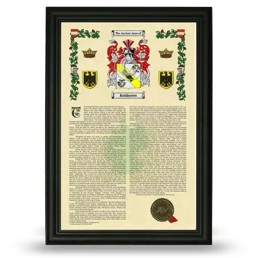 Kohlmeier Armorial History Framed - Black